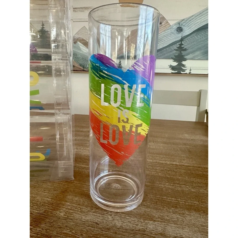 NOVOGRATZ Love Is Love Set‎ Of 4 Acrylic Tumbler Glasses LBQGT Parade 18oz